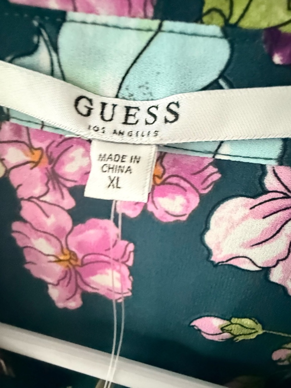 Guess Dark Teal Floral Button-Down Shirt - Picture 6 of 8